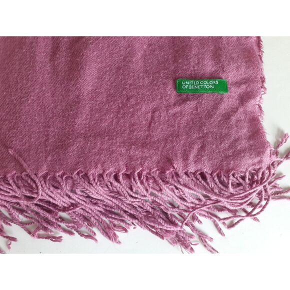 United Colors of Benetton Pink Fringe Wide Scarf Shawl - Picture 5 of 6